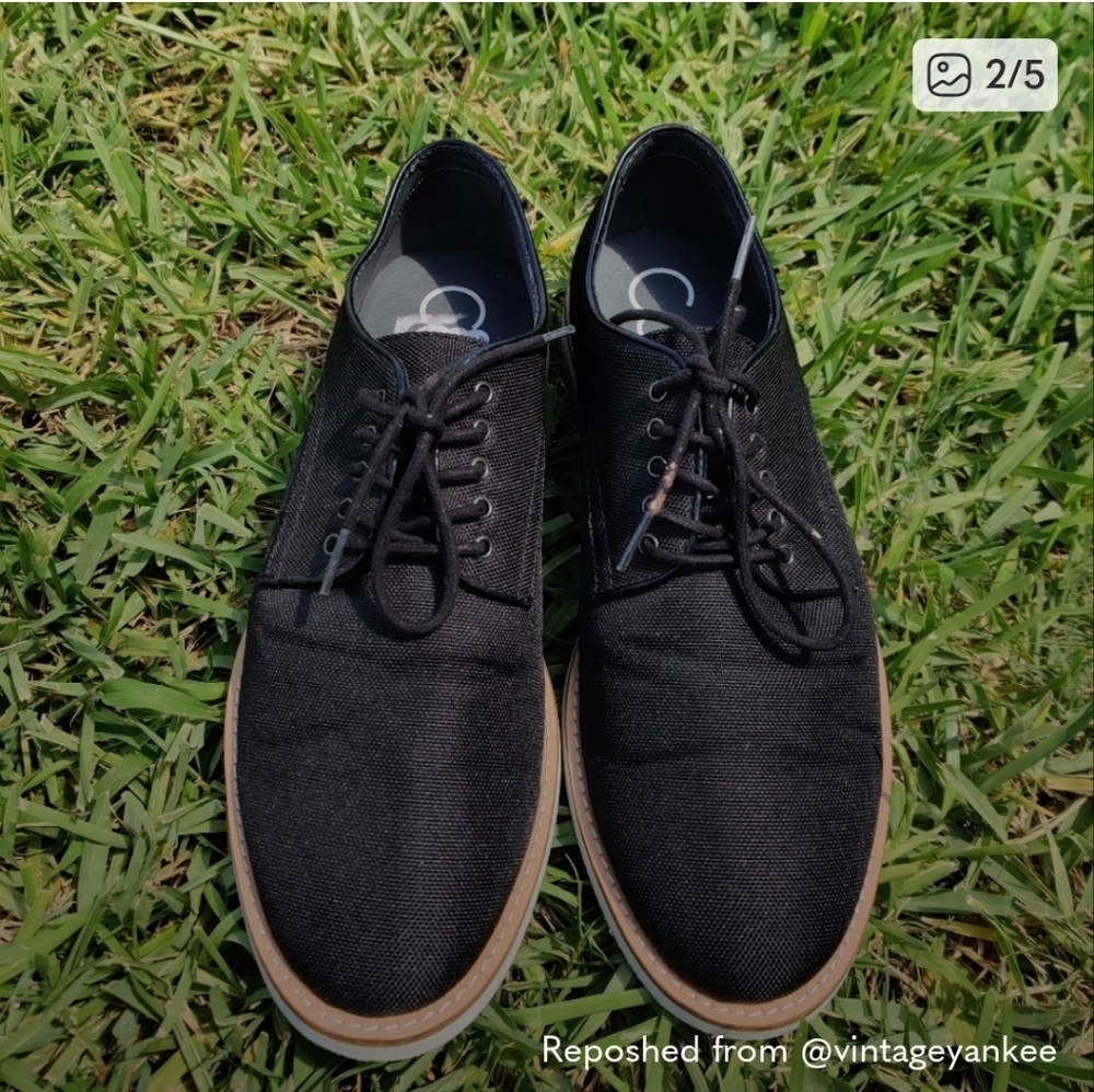 Calvin Klein Men's Black Canvas Aggussie Lace Up Oxford Size 9.5